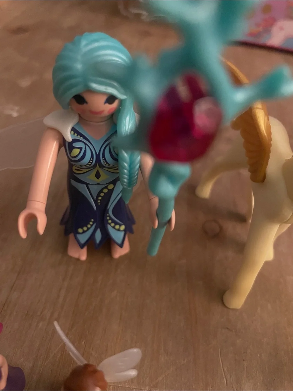 Blue-Haired Fairy & Yellow Pegasus Playset for Kids Play Mobil